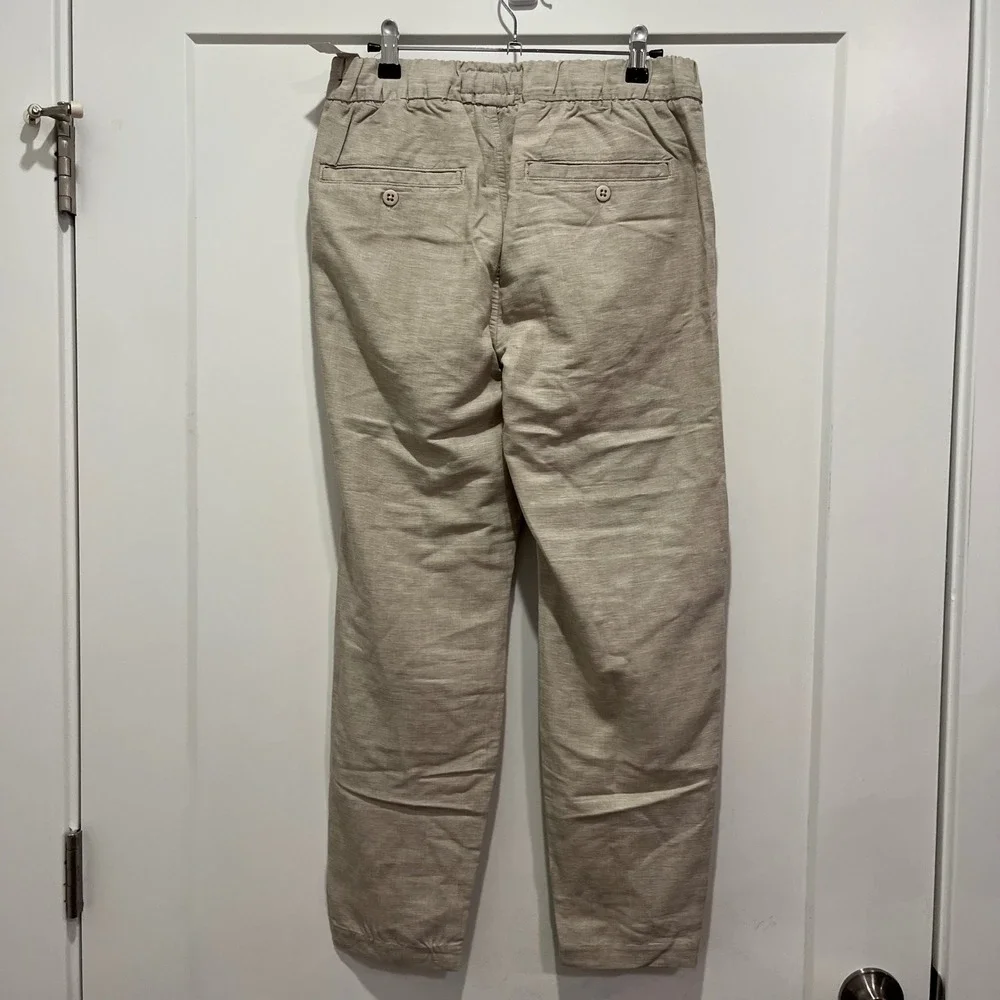 Abercrombie & Fitch Mens XS Beige Linen Blend Drawstring Jogger Pants 4571